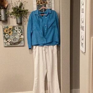 CI Sono linen wide leg drawstring waist pockets & linen top